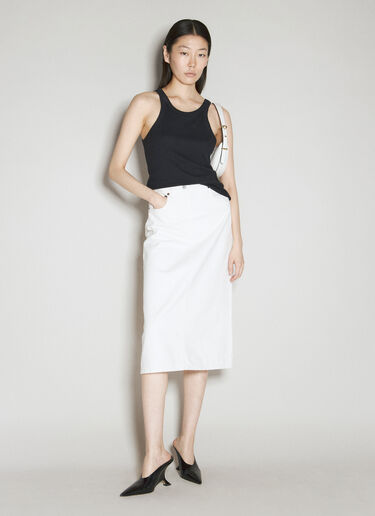 Prada Denim Midi Skirt White pra0256016