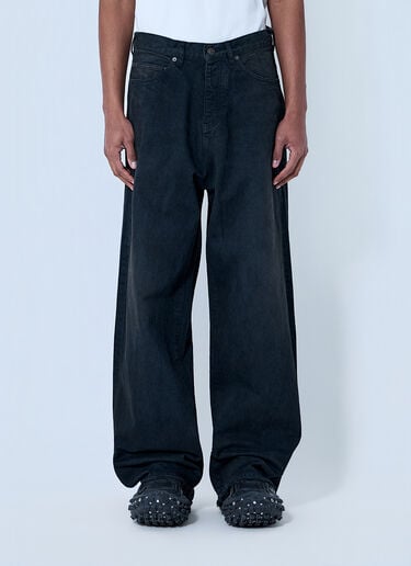 Balenciaga Wide-Leg Denim Trousers Black bal0164006
