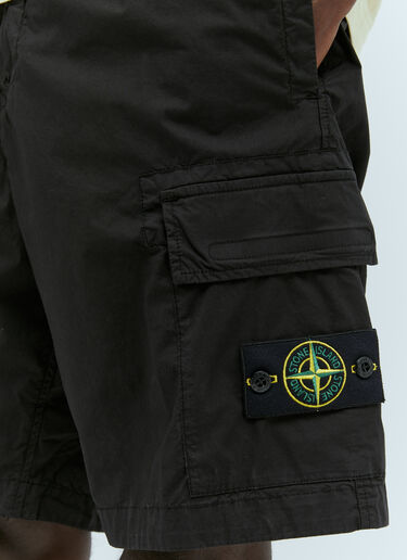 Stone Island 徽标贴饰百慕大短裤 黑色 sto0156054