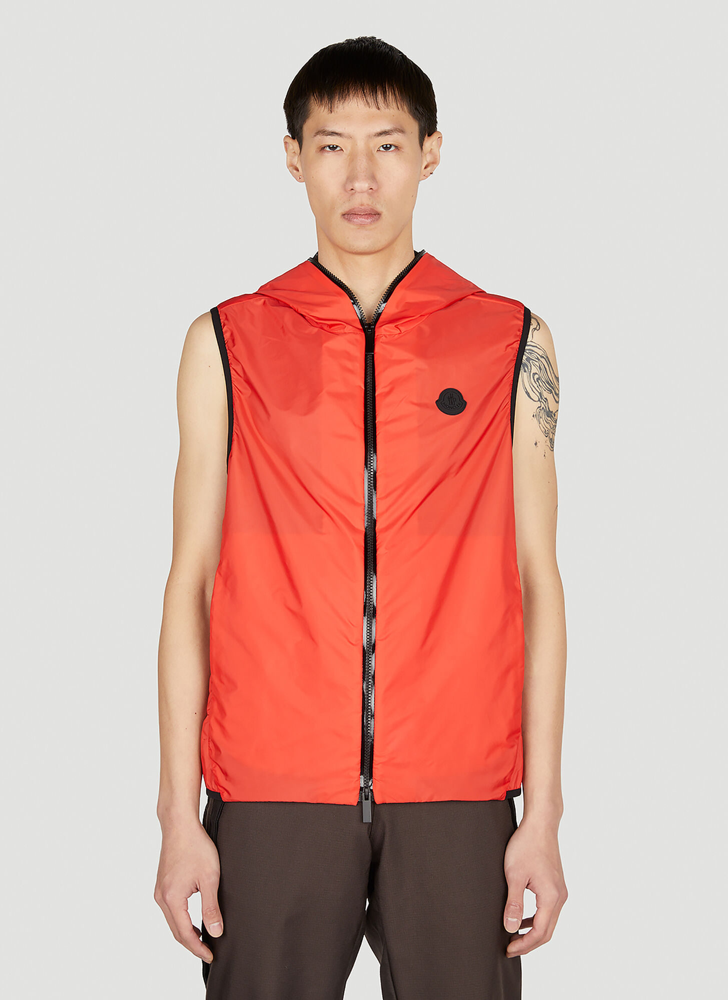 Shop Moncler Pakito Hooded Gilet Jacket In Red