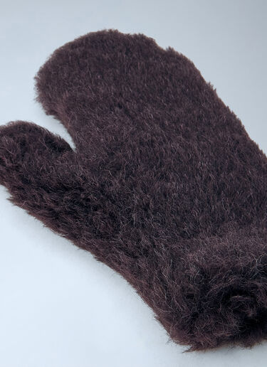 LN-CC® - Max Mara: Ombrato Teddy Fabric Mittens - Burgundy Max Mara Ombrato Teddy Fabric Mittens Burgundy max0266073
