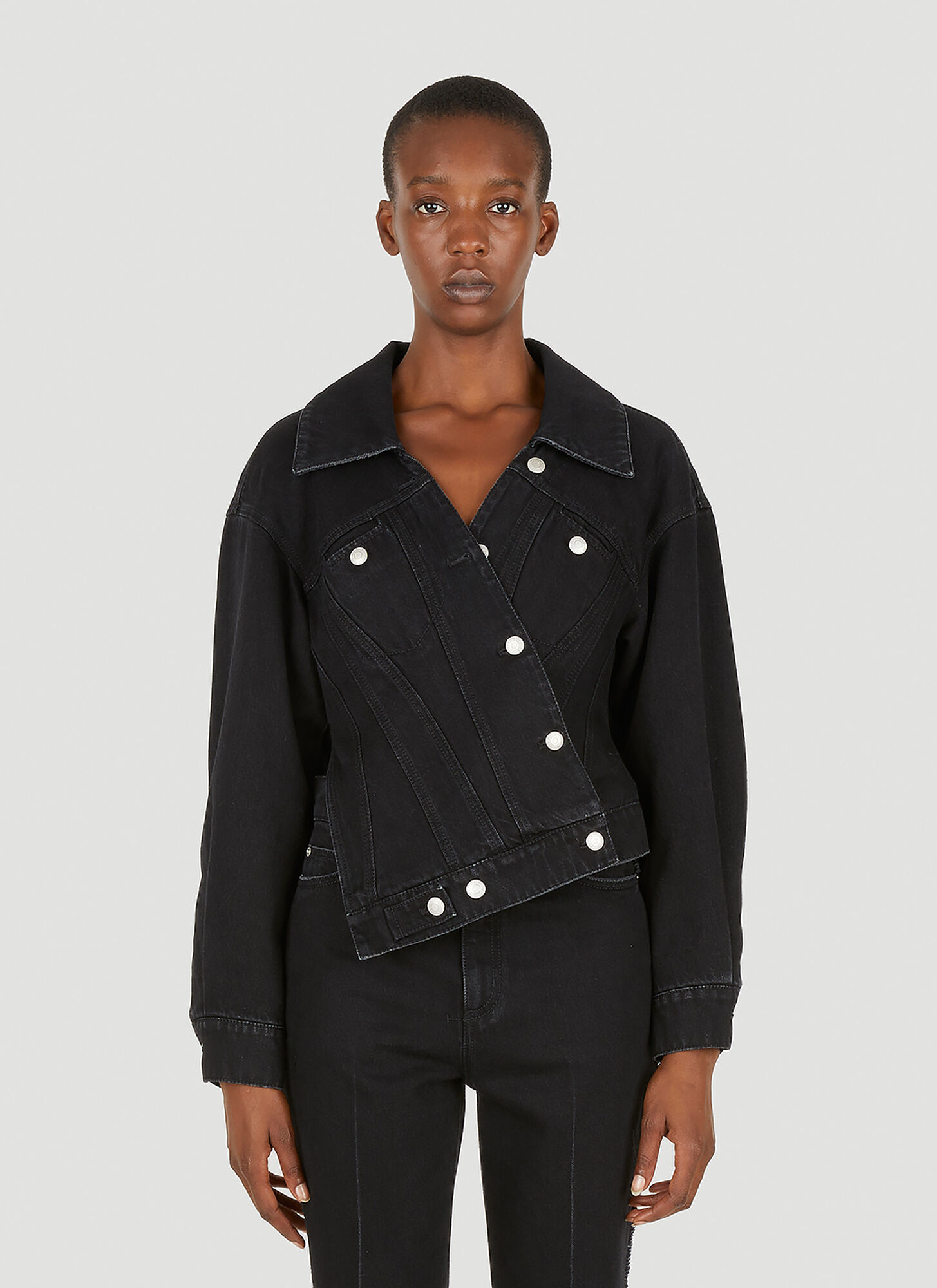 Shop Alexander Mcqueen Hybrid Denim Jacket In Black
