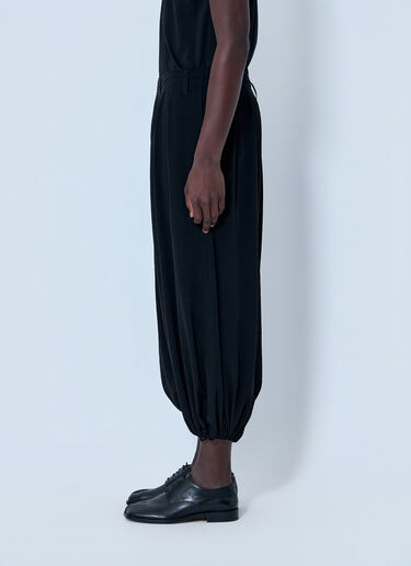 LN-CC® - Yohji Yamamoto: Pleated Drop-Crotch Trousers - Black Yohji Yamamoto Pleated Drop-Crotch Trousers Black yoy0164012