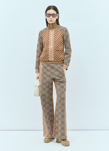 Gucci G 롬부스 저지 자카드 지퍼 재킷 브라운 guc0255017