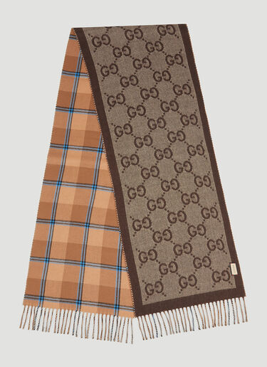 Gucci GG Reversible Check Scarf Brown guc0151103