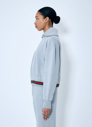 Gucci Web Stripe Zip-Up Sweatshirt Grey guc0259007