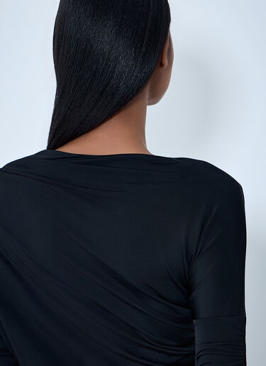 GANNI Draped Long Sleeve Top Black gan0262012