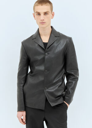The Row Brodie Leather Blazer Brown row0159001