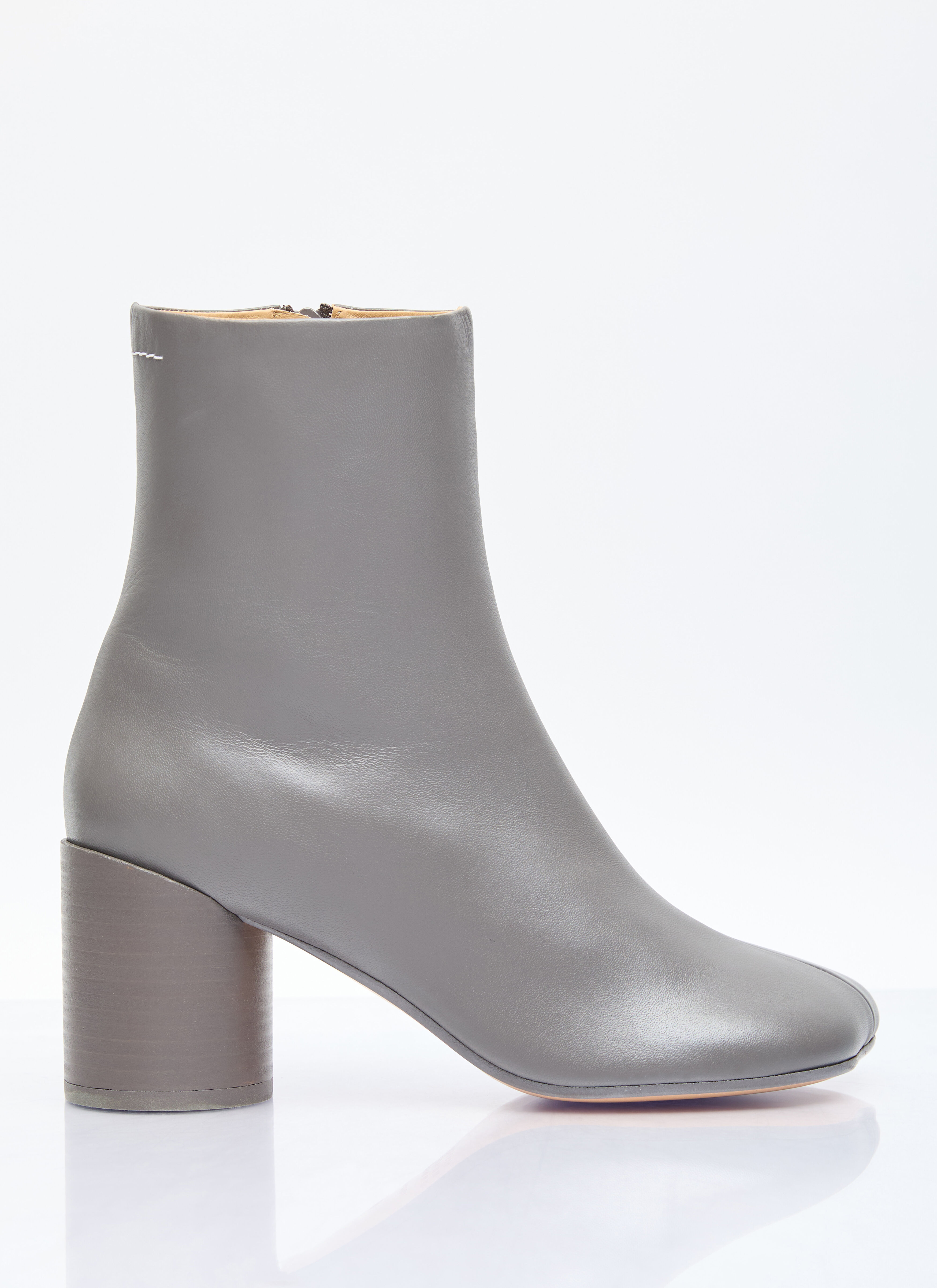 Grey leather ankle boots sale
