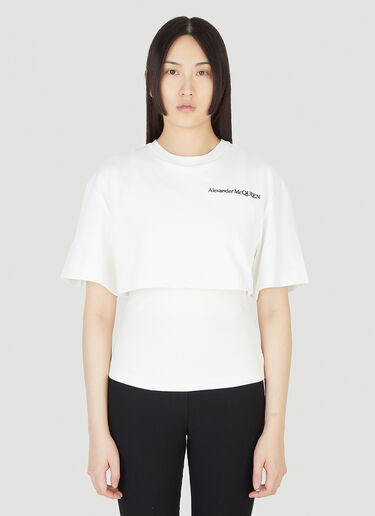 Alexander McQueen 로고 프린트 레이어 티셔츠 화이트 amq0247024