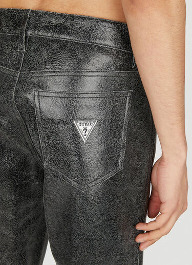 Guess USA Cracked Leather Pants Black gue0152012