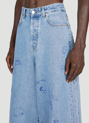 Vetements 스크리블 배기 진 라이트 블루 vet0154008