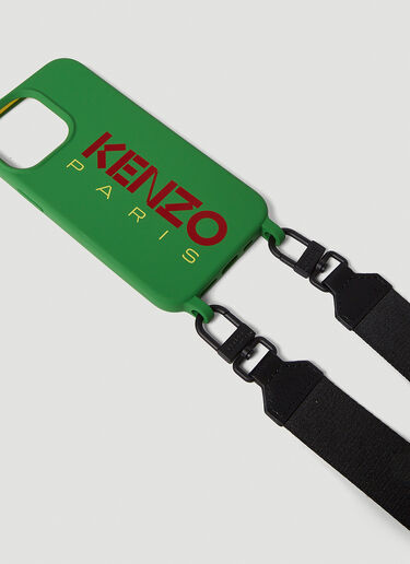 Kenzo Logo iPhone 13 Pro Phone Case With Strap Green knz0150066