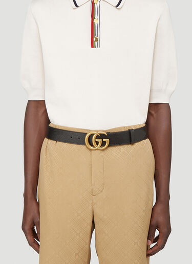 Gucci GG Grained-Leather Belt Black guc0141050