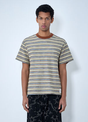 Brain Dead Striped Crewneck T-Shirt Beige bra0162006