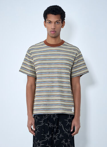 Brain Dead Striped Crewneck T-Shirt Beige bra0162006