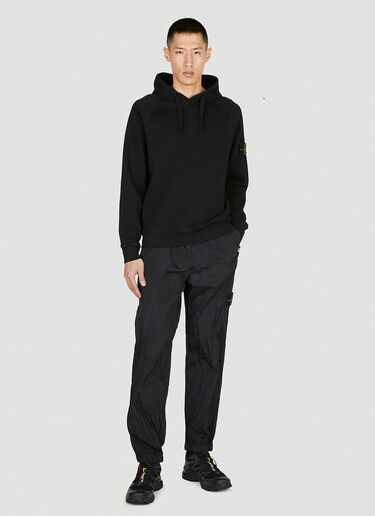 Stone Island 컴퍼스 패치 후드 스웨트셔츠 블랙 sto0152056