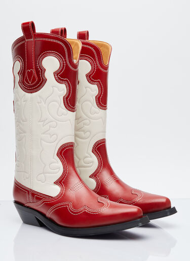 Mid Shaft Embroidered Western Boots GANNI Mid Shaft Embroidered Western Boots Red gan0254034