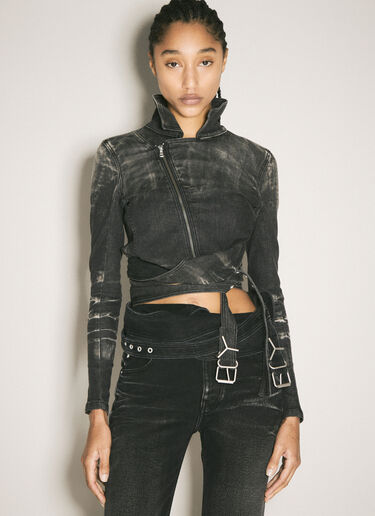 Y/Project Wrap-Around Fitted Denim Jacket Black ypr0258007