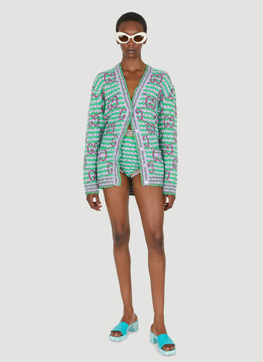 Gucci Love Parade Textured Knit Shorts Green guc0250028