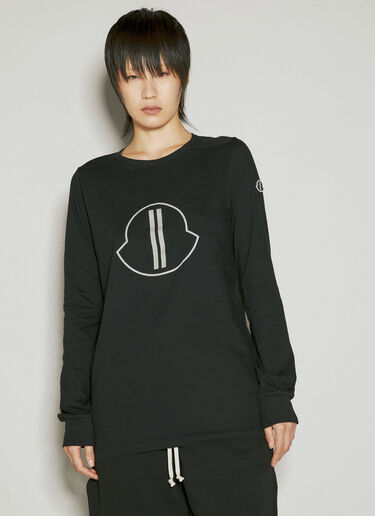 Moncler + Rick Owens 徽标贴花长袖 T 恤 黑色 mcs0355010