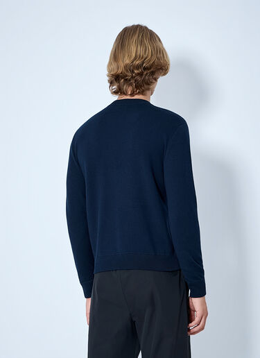 LN-CC® - Moncler: Embroidered Logo Sweater - Blue Moncler Embroidered Logo Sweater Blue mon0165058