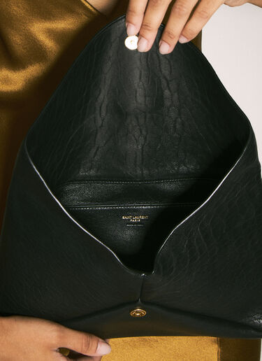 Saint Laurent Cassandre Large Envelope Pouch Black sla0257108