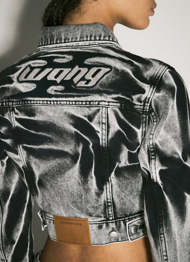 Alexander Wang Blade Logo-Embroidery Denim Trucker Jacket Grey awg0258008