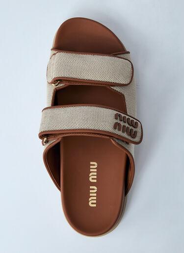 Miu Miu Logo Motif Slides Natural miu0260063