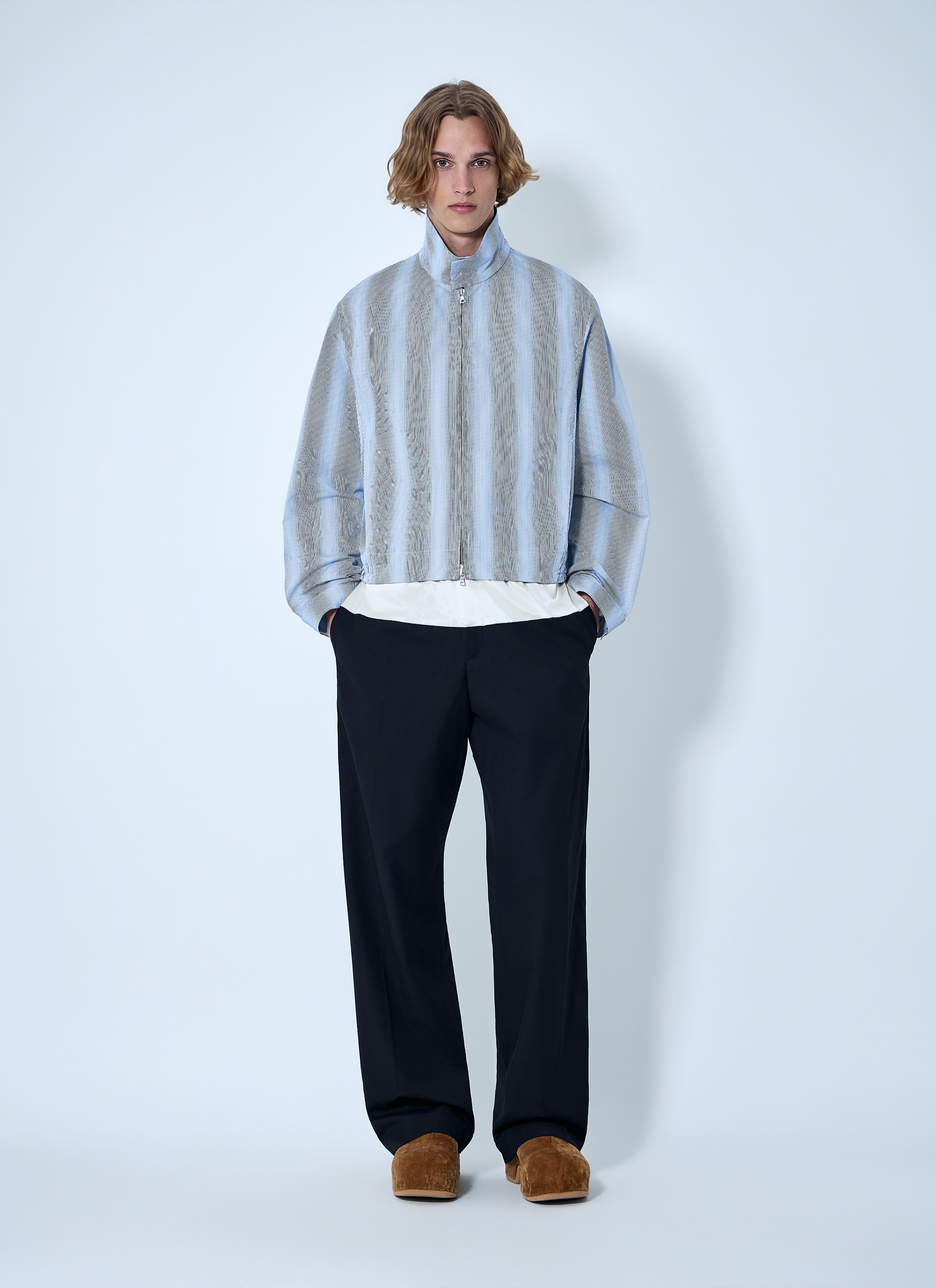 Dries Van Noten Men's' Striped Zip-Up Jacket in Blue | LN-CC®
