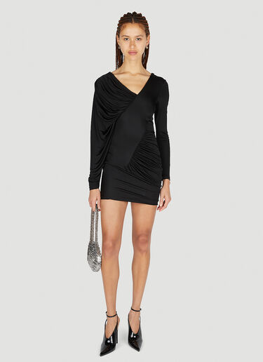 Saint Laurent Draped Mini Dress Black sla0251026
