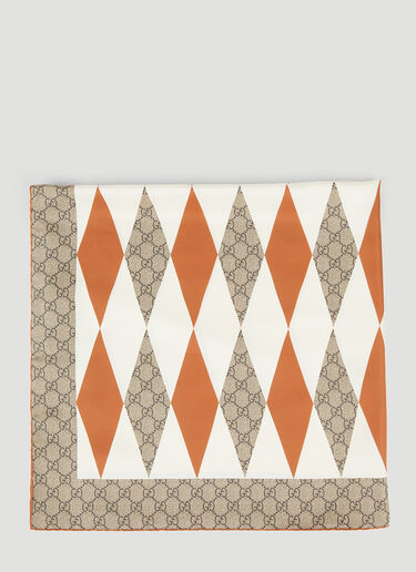 Gucci GG Rhombus Monogram Silk Scarf Beige guc0251091