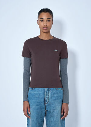 Miu Miu Jersey T-Shirt Brown miu0266016