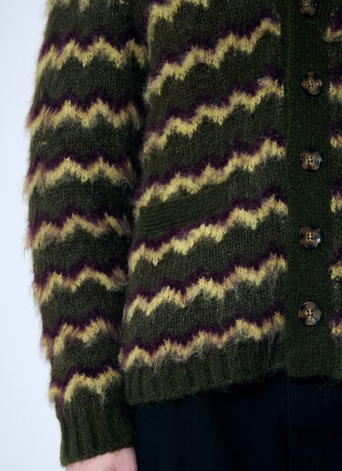 Brain Dead Zig Zag Striped Cardigan Green bra0158009