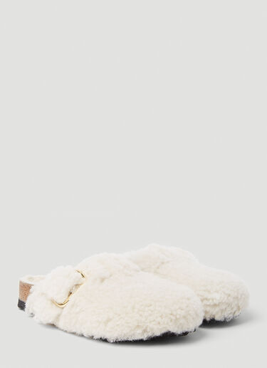 Birkenstock Boston Big Buckle Shearling Teddy Mules Cream brk0253001