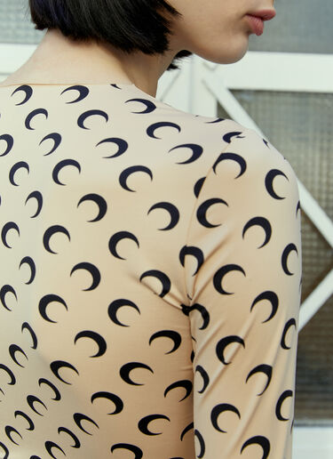 Marine Serre Regenerated Moon Long Sleeve Top Beige mrs0254015