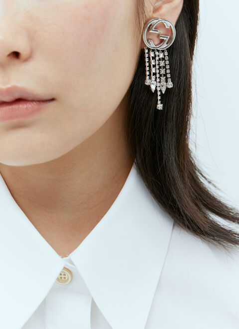 Versace Interlocking G Crystal Single Earring Silver vrs0254014