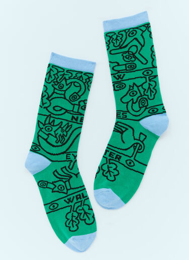 Walter Van Beirendonck 뉴 아이즈 양말 그린 wlt0154038