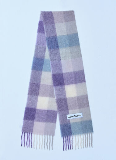 Acne Studios Mohair Check Scarf Purple acn0259018