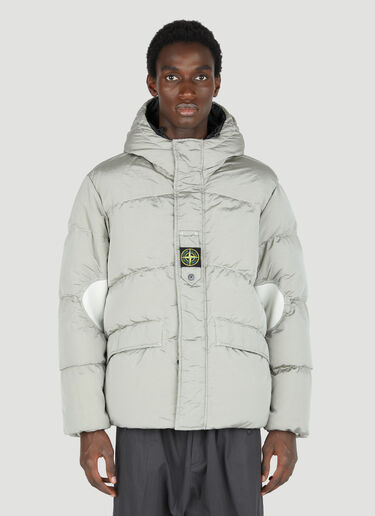 Stone Island 후드 다운 재킷 크림 sto0154021