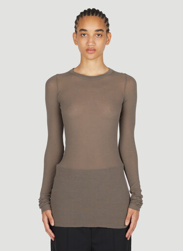 Rick Owens Ribbed Long Sleeve T-Shirt Grey ric0253021
