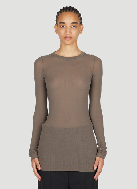 Rick Owens Ribbed Long Sleeve T-Shirt Green ric0253020