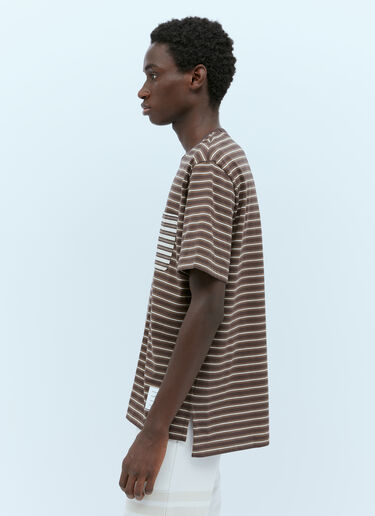 ロゴパッチ ストライプ Tシャツ Thom Browne ロゴパッチ ストライプ Tシャツ ブラウン thb0153005