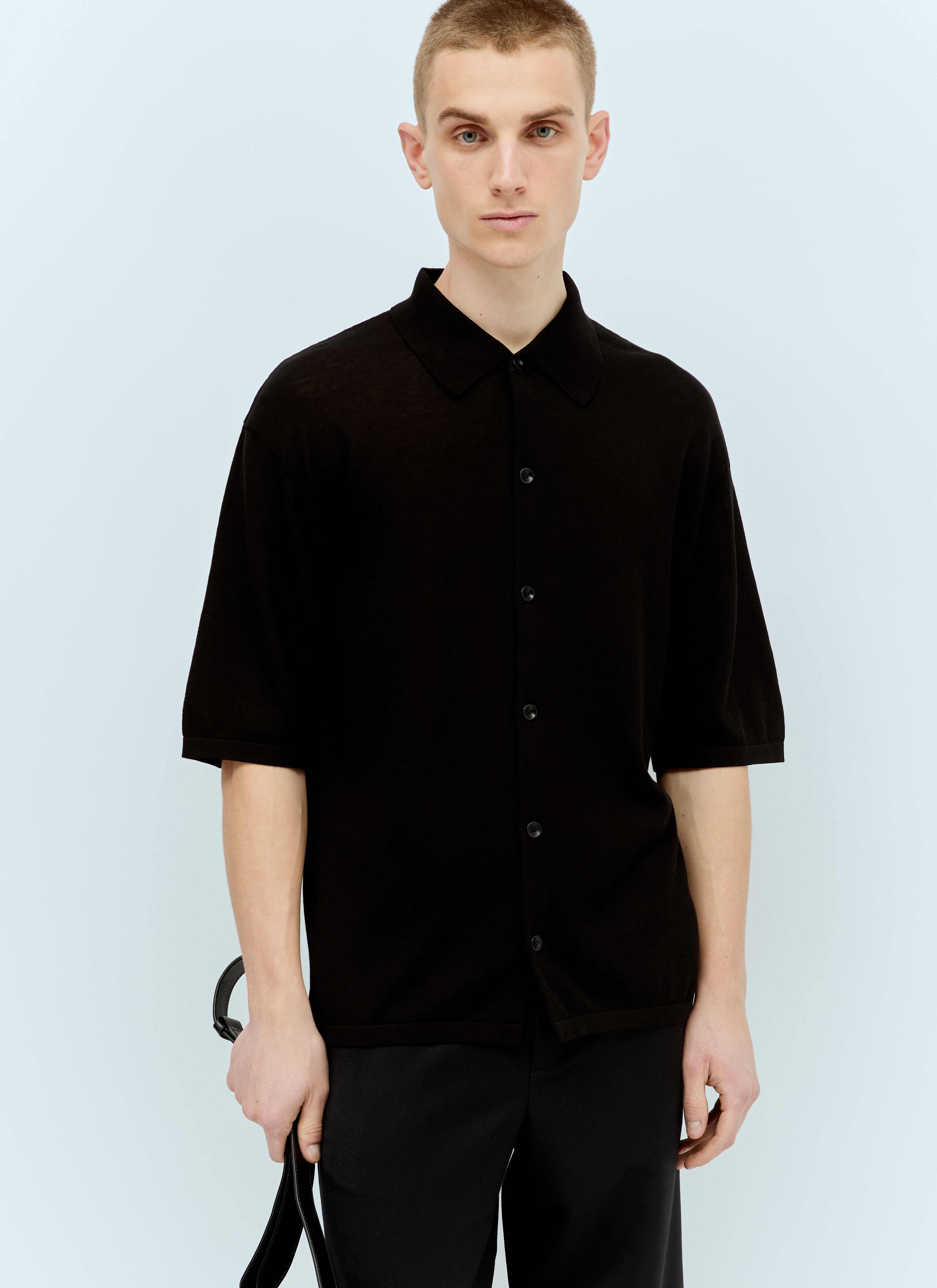 Lemaire Knit Short-Sleeve Shirt Grey lem0156007