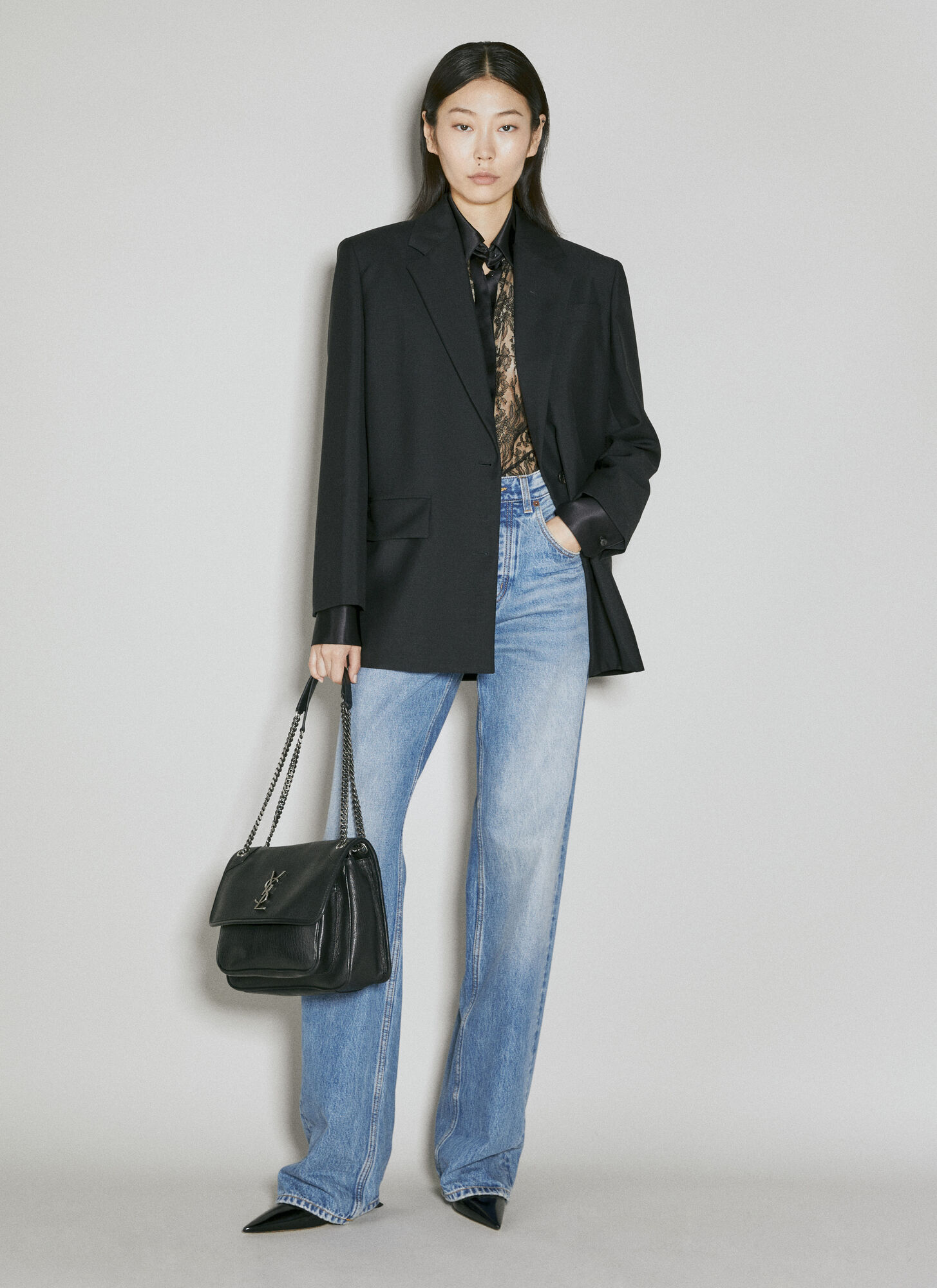 Shop Saint Laurent Medium Niki Shoulder Bag In Black