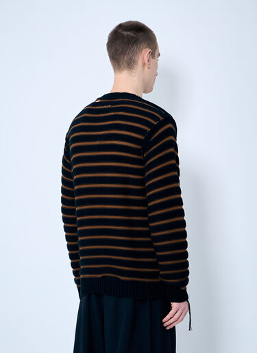 MM6 Maison Margiela ストライプディストレスセーター ブラック mmm0159005