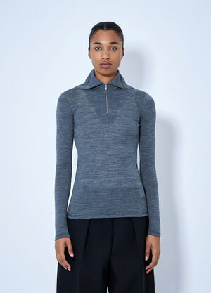 Jil Sander Quarter-Zip Long Sleeve Top Grey jil0265006