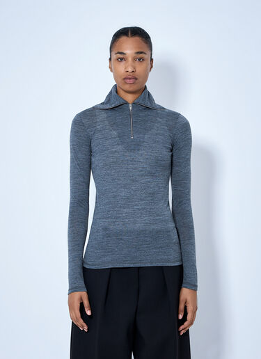 LN-CC® - Jil Sander: Quarter-Zip Long Sleeve Top - Grey Jil Sander Quarter-Zip Long Sleeve Top Grey jil0265006