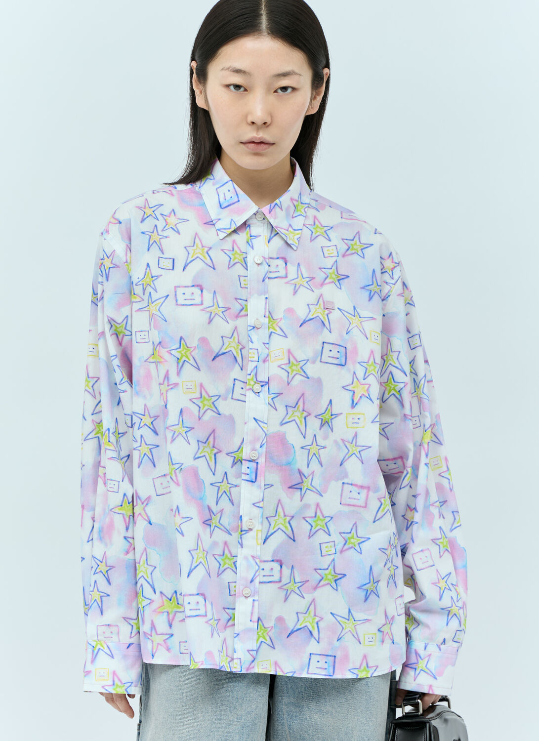 Shop Acne Studios Printed Button-up Shirt In Pink