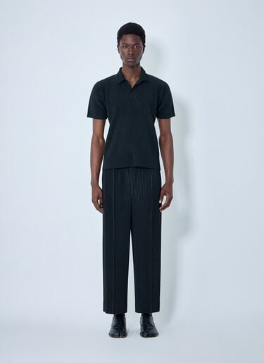 Homme Plissé Issey Miyake Pinstripe Wide-Leg Trousers Black hmp0164006